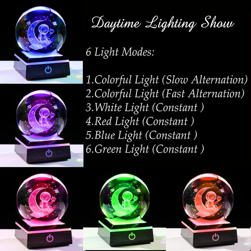 Qianwei 3D Astronaut Figure, Statue, Crystal Ball, 80 mm, Astronomy, Gifts, Solar System, Model, Decoration, Crystal Ball, Unique Gifts for Men, Him, Birthday, Father, Physics, - Image 4