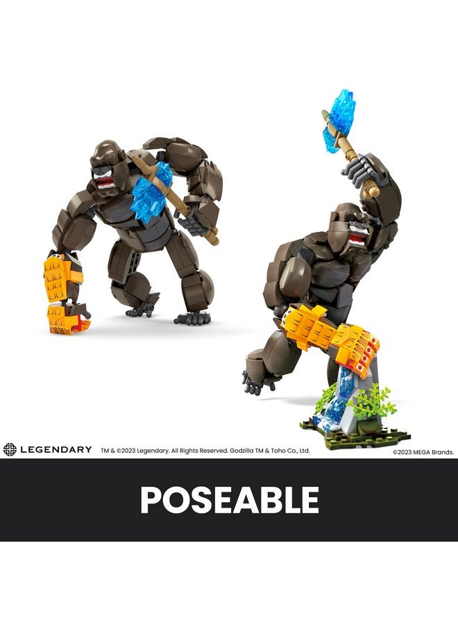 Mega Brands مجموعة بناء ميغا غودزيلا × كونغ الإمبراطورية الجديدة، تمثال عمل كونغ مع 541 قطعة وإكسسوارات، بطول 12 بوصة، لجمع الكبار - Image 4
