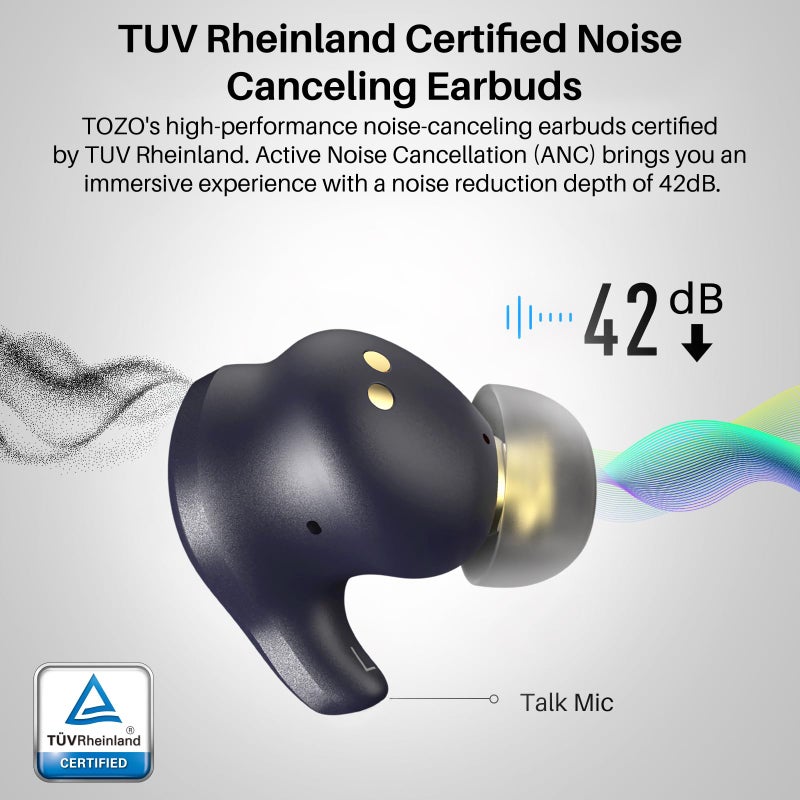 TOZO Golden X1 Wireless Earbuds Balanced Armature Driver and Hybrid Dynamic Driver, Bluetooth Headphones OrigX Pro, LDAC & Hi-Res Audio Wireless, Noise Cancellation Headset Galaxy Blue/Black - Image 3