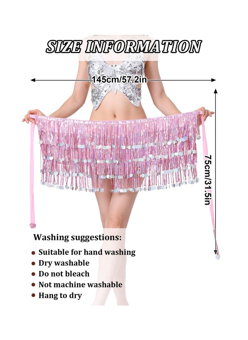 SYOSI - Womens Belly Dance Hip Scarf Tassel Skirt Fringe Wrap Rave Sequin for Costume Zumba Yoga Class Performance - Image 1