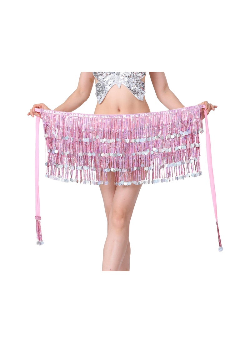 SYOSI - Womens Belly Dance Hip Scarf Tassel Skirt Fringe Wrap Rave Sequin for Costume Zumba Yoga Class Performance - Image 1
