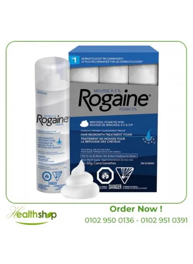 ريجين رغوة روجاين للرجال 5% مينوكسيديل لعلاج تساقط الشعر ونمو الشعر، علاج موضعي للشعر الخفيف، إمداد لمدة 3 أشهر - Image 1