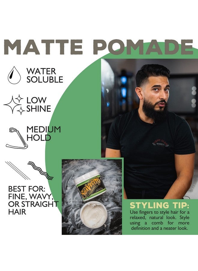 سوافي تشيتو تركيبة Suavecito Pomade Matte (خالية من اللمعان) 32 أونصة، عبوة واحدة - دهان شعر متوسط الثبات للرجال - معجون شعر غير لامع منخفض اللمعان لتسريحات الشعر ذات الملمس الطبيعي - Image 4