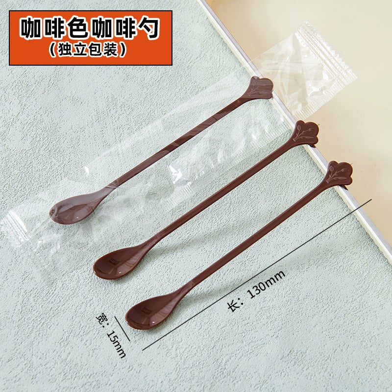 Disposable Coffee Stirring Stick Coffee Spoon Long Handle Plastic Spoon High Temperature Resistant Independent Mini Coffee Tasting Spoon - Image 1