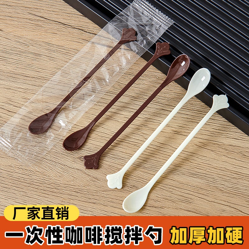 Disposable Coffee Stirring Stick Coffee Spoon Long Handle Plastic Spoon High Temperature Resistant Independent Mini Coffee Tasting Spoon - Image 2