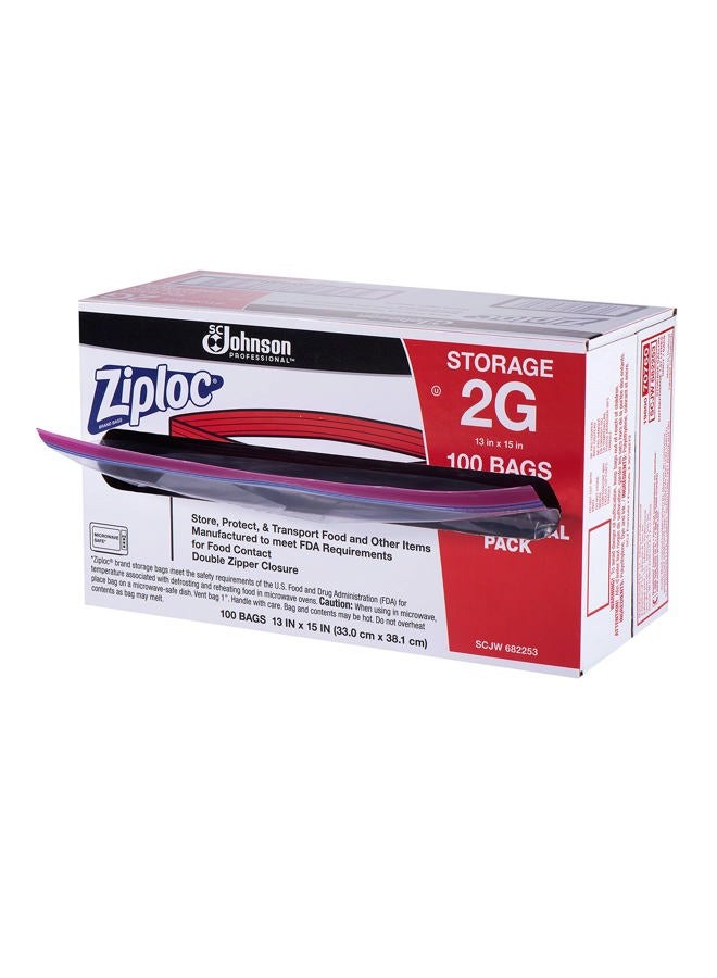 SC Johnson Professional Ziploc Double Zipper Bags, 2 Gallon, Clear, Case Of 100 - Image 3