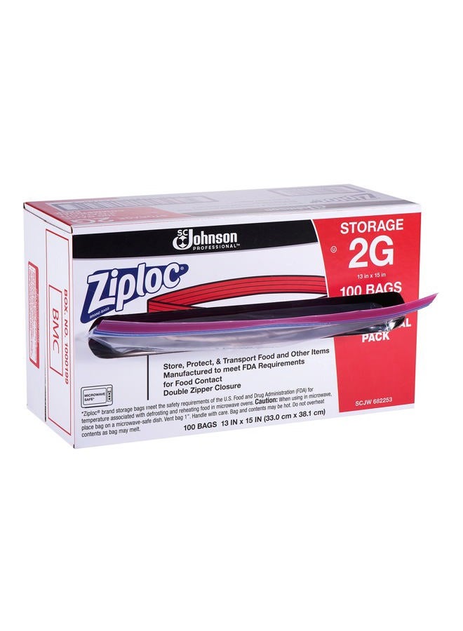 SC Johnson Professional Ziploc Double Zipper Bags, 2 Gallon, Clear, Case Of 100 - Image 2