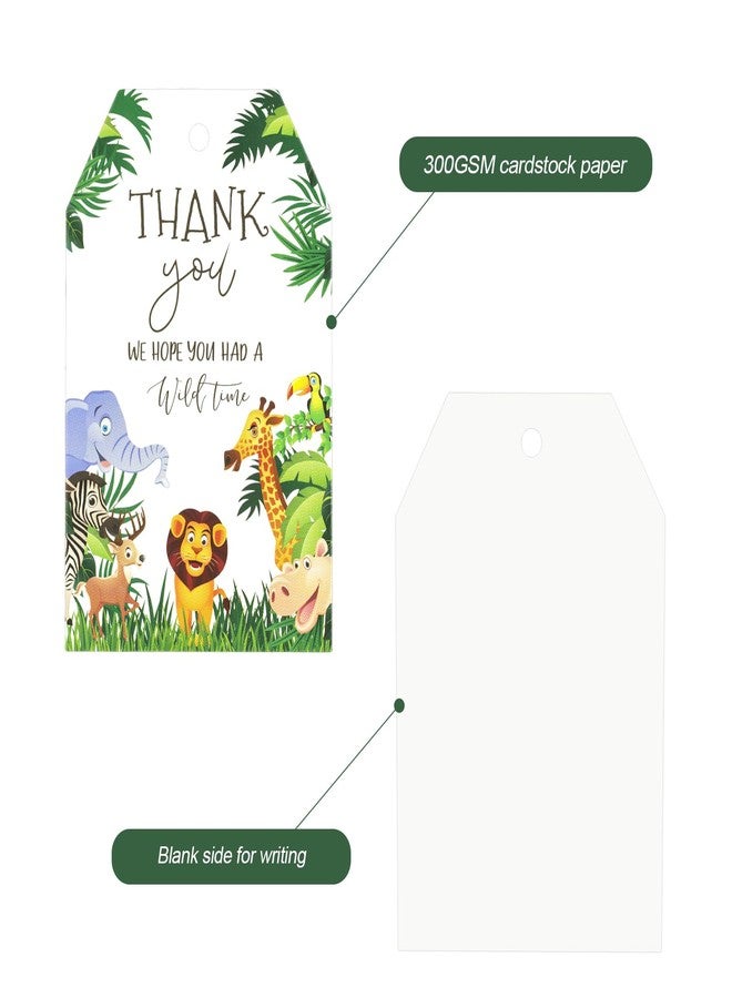 G2PLUS Jungle Safari Thank You Tags - 50PCS Wild Animals Thank You Gift Tags with String for Jungle Safari Themed Birthday Engagement Wedding Party Favors - Image 3