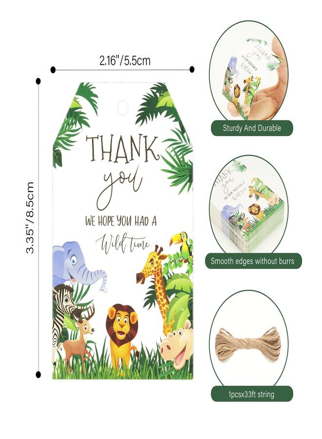 G2PLUS Jungle Safari Thank You Tags - 50PCS Wild Animals Thank You Gift Tags with String for Jungle Safari Themed Birthday Engagement Wedding Party Favors - Image 2