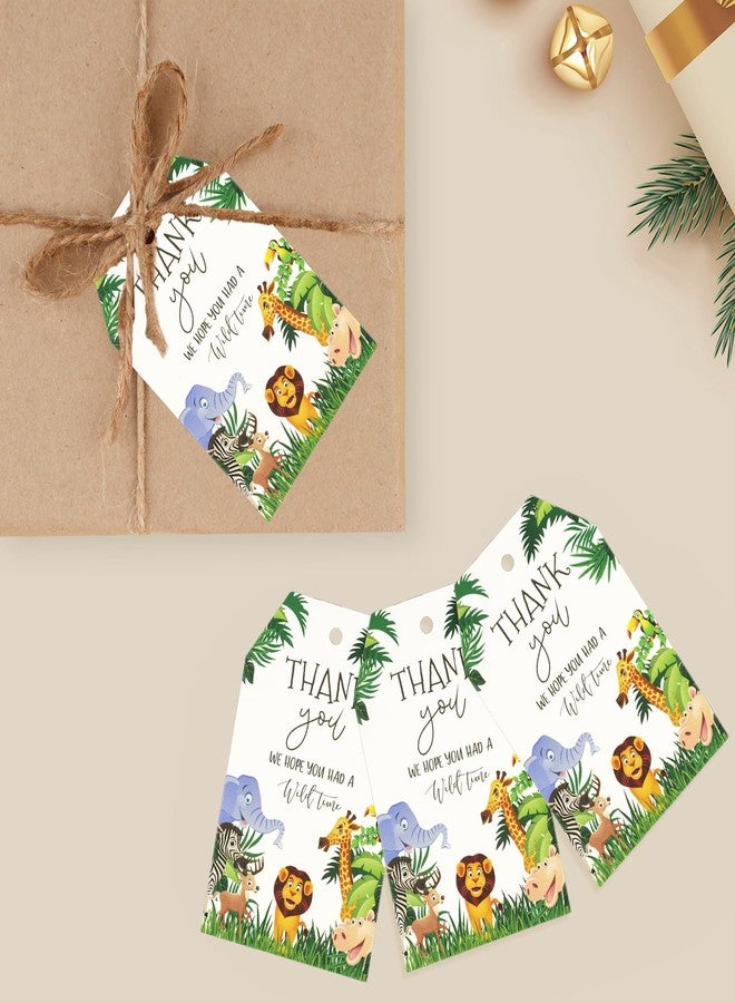 G2PLUS Jungle Safari Thank You Tags - 50PCS Wild Animals Thank You Gift Tags with String for Jungle Safari Themed Birthday Engagement Wedding Party Favors - Image 4