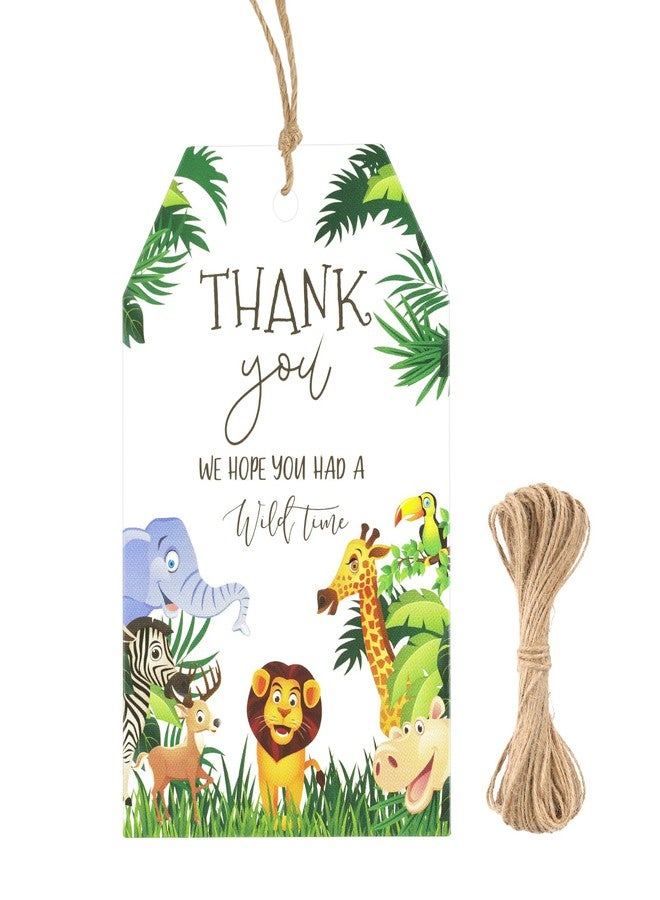 G2PLUS Jungle Safari Thank You Tags - 50PCS Wild Animals Thank You Gift Tags with String for Jungle Safari Themed Birthday Engagement Wedding Party Favors - Image 1