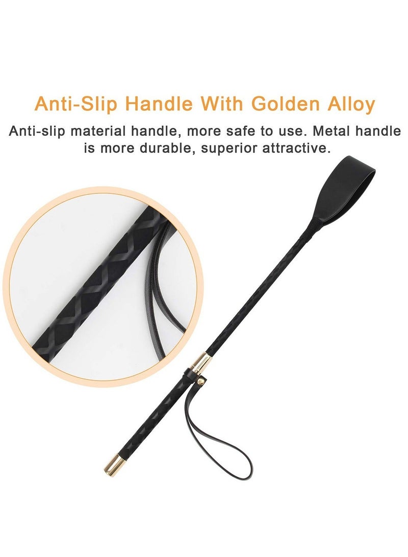Y&D 18 Inches Riding Crop English Whip with Genuine Leather Premium Quality Equestrianism Black  - Image 4