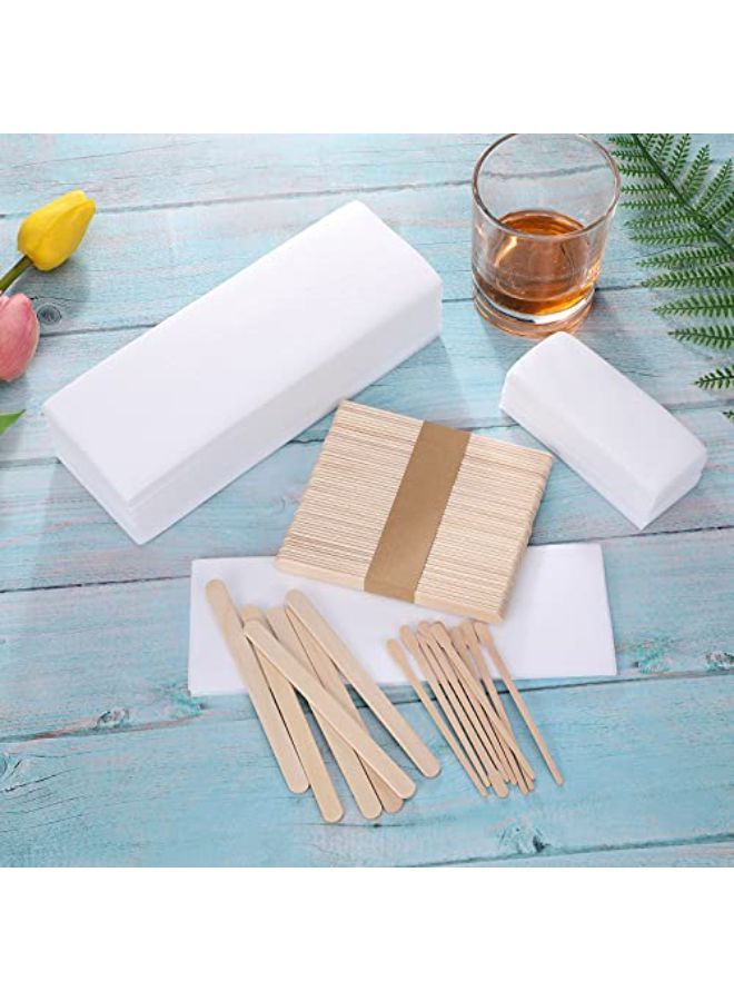 Yaomiao Ces Wax Strips And Sticks Kit Includes Waxing Strips Hair Removal Cloth Wax Strips And Wooden Smooth Wax Applicator Sticks For Women Men Body Skin Hair Removal - Image 4