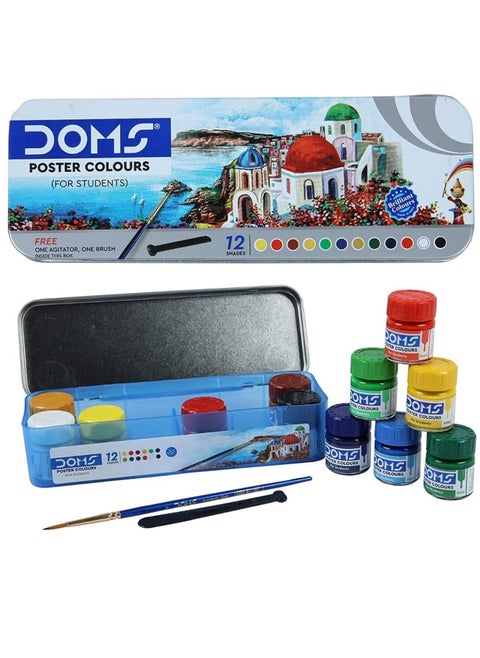 12-Piece Poster Paint Set 10ml Content Multicolour