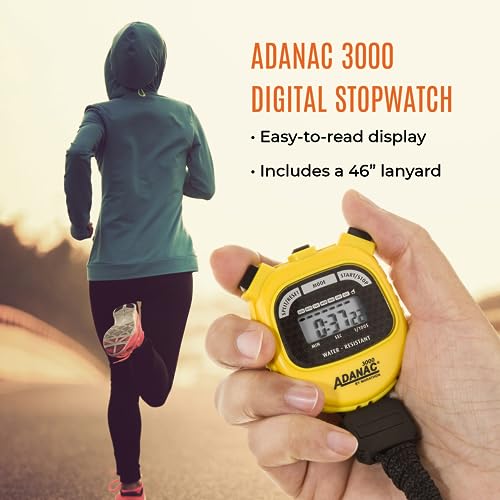 Marathon Adanac 3000 Digital Stopwatch Timer, Yellow - High Precision Accuracy to 1/100th Seconds - Water, Dust & Shock Resistant - 46” Lanyard Included - Image 2
