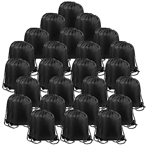 BeeGreen 50 Pack Black Drawstring Backpack Drawstring Bags Bulk DIY Cinch Sack Bags Gym Team Sport Sturdy Baseball Drawstring Bags Plain String Bags for Men Women - Image 1