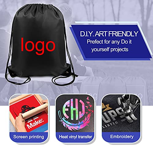 BeeGreen 50 Pack Black Drawstring Backpack Drawstring Bags Bulk DIY Cinch Sack Bags Gym Team Sport Sturdy Baseball Drawstring Bags Plain String Bags for Men Women - Image 5