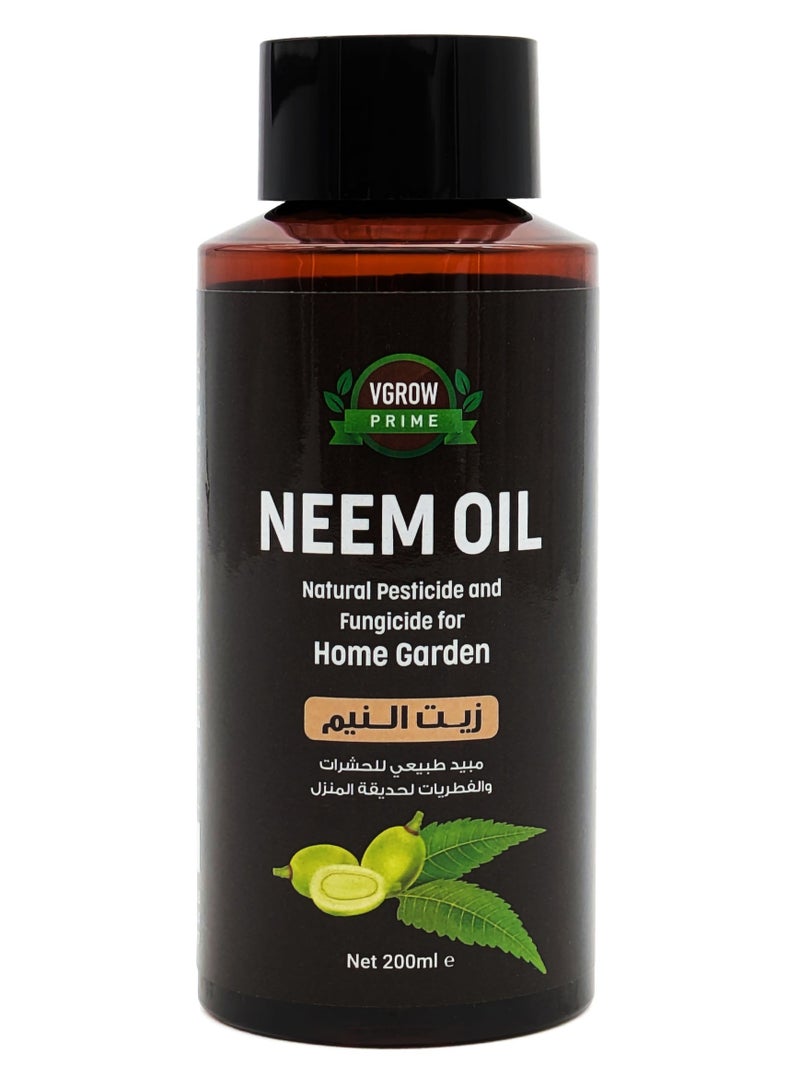 VGROW PRIME Vgrow Prime Neem Oil for Plants, Effective Pest and Fungi Control for Indoor Plants and Home Garden, Water Soluble 200ml Concentrate  - Image 1