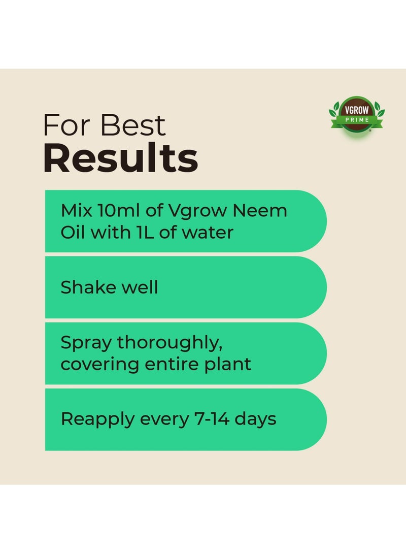 VGROW PRIME Vgrow Prime Neem Oil for Plants, Effective Pest and Fungi Control for Indoor Plants and Home Garden, Water Soluble 200ml Concentrate  - Image 4