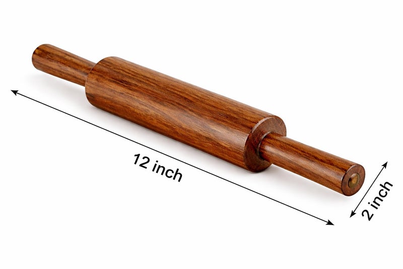 CRAFTCASTLE Wooden Floral Design Rolling Board, Teak Wood Chakla, Polpat, Chapati Maker, 10 Inches with Rolling Pin - Image 3