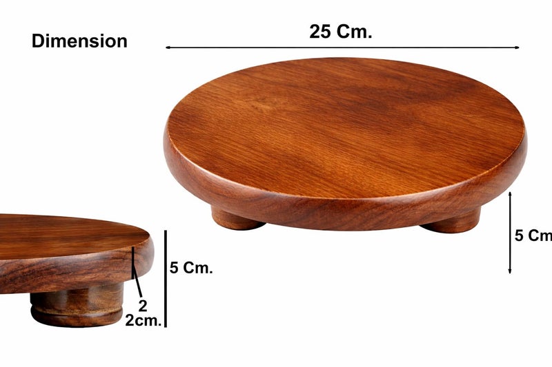 CRAFTCASTLE Wooden Floral Design Rolling Board, Teak Wood Chakla, Polpat, Chapati Maker, 10 Inches with Rolling Pin - Image 4