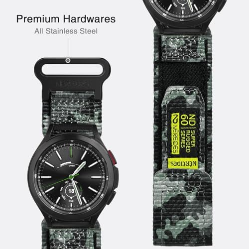 Nereides Band Compatible with Samsung Galaxy Watch 7 6 5 4 40mm 44mm/Watch 6 4 Classic 43/47mm 42/46mm/ Galaxy Watch 5 Pro/Active 2, 20mm Nylon Replacement Sports Strap for Men Women(Green Camo,XL) - Image 5