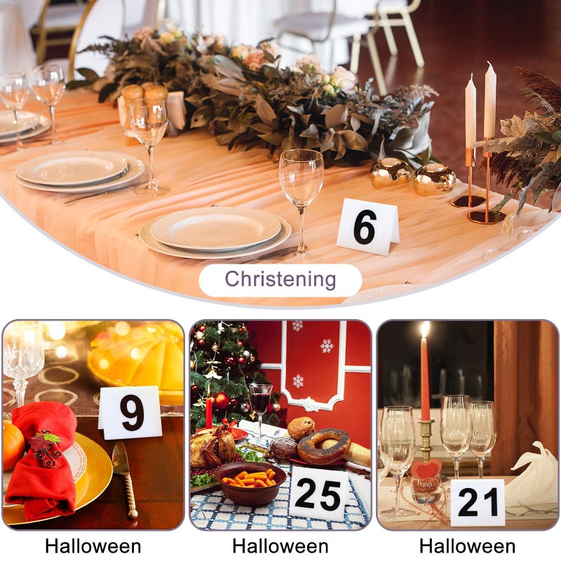Yulejo 40 Pieces Acrylic Tent Table Numbers 1-40 Double Side Numbered Table Tents Restaurant Wedding Table Number White Table Tent Numbers Cards Signs for Party Banquets Service Evidence Markers Supplies - Image 5