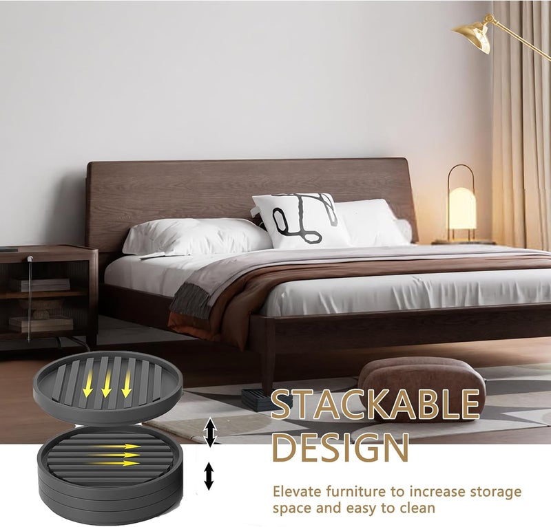 Heavy Duty Bed Risers: Black Non Slip Stackable Adjustable Height Risers - Furniture Leg Risers for College Dorm Bedroom Living Room - Image 5