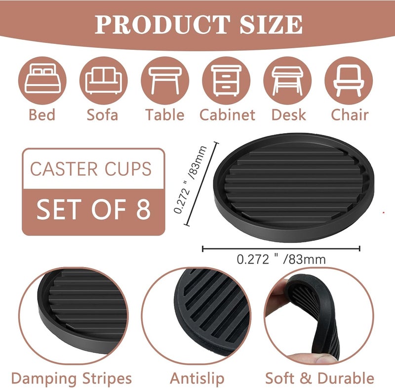 Heavy Duty Bed Risers: Black Non Slip Stackable Adjustable Height Risers - Furniture Leg Risers for College Dorm Bedroom Living Room - Image 2