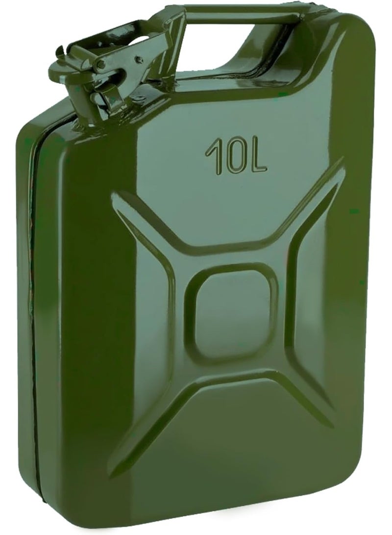 Trezvo Metal Jerry Can – Fuel Storage Container for Petrol, Diesel, or Water – Steel with Flexible Metal Spout – Green – Made in Taiwan (10 L) - Image 1