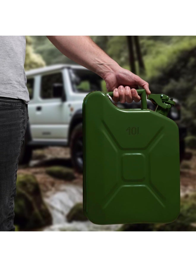 Trezvo Metal Jerry Can – Fuel Storage Container for Petrol, Diesel, or Water – Steel with Flexible Metal Spout – Green – Made in Taiwan (10 L) - Image 5