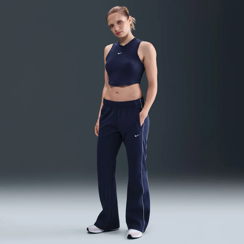 Nike Blue Women's Sportswear Chill Tight Cropped Mini-Rib Tank Top for Women | Best Price UAE