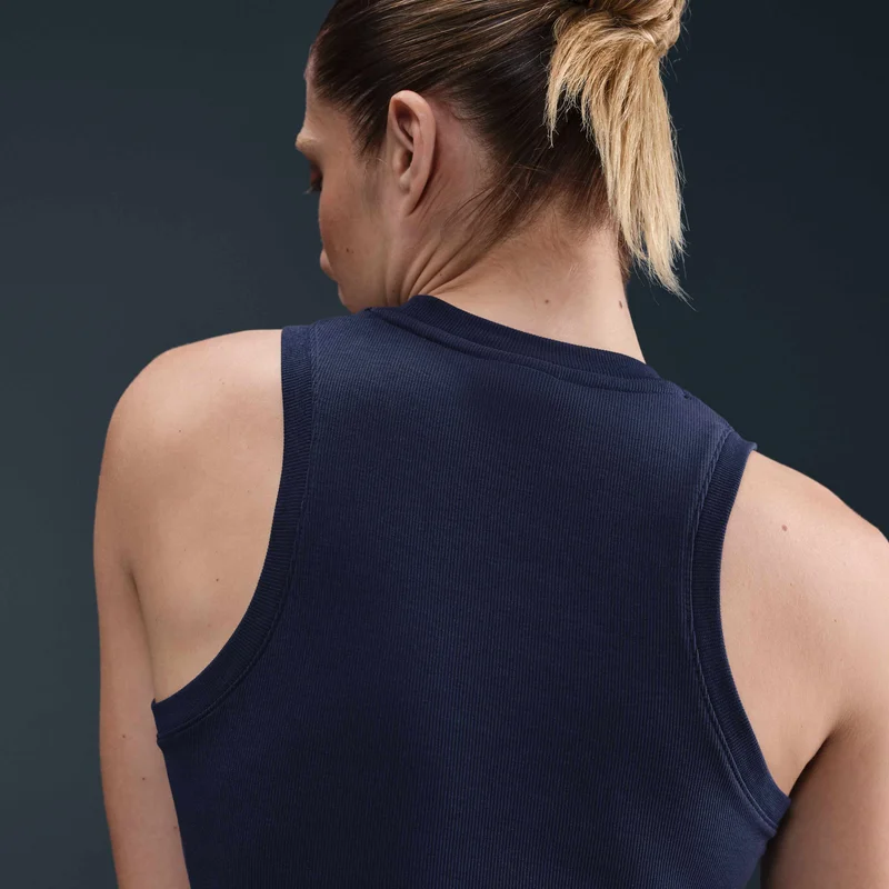 Nike Blue Women's Sportswear Chill Tight Cropped Mini-Rib Tank Top for Women | Best Price UAE
