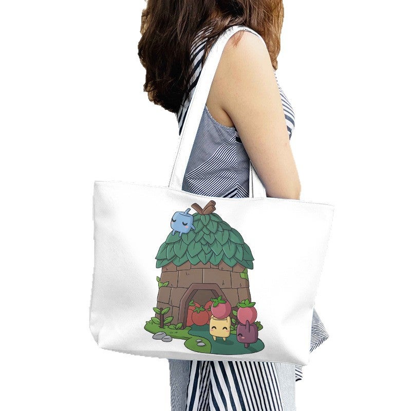 حقيبة كتف نسائية من PU بسعة كبيرة بنمط لعبة Stardew Valley Junimo - Image 5