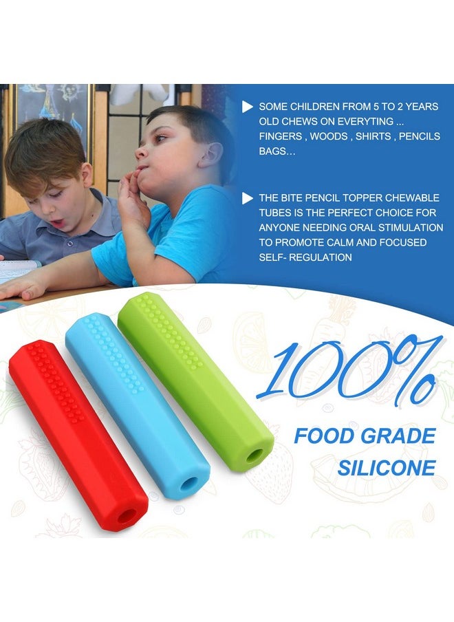 Eersida 6 Pieces Pencil Toppers Set Silicone Pencil Toppers(Red, Blue, Green)  - Image 3
