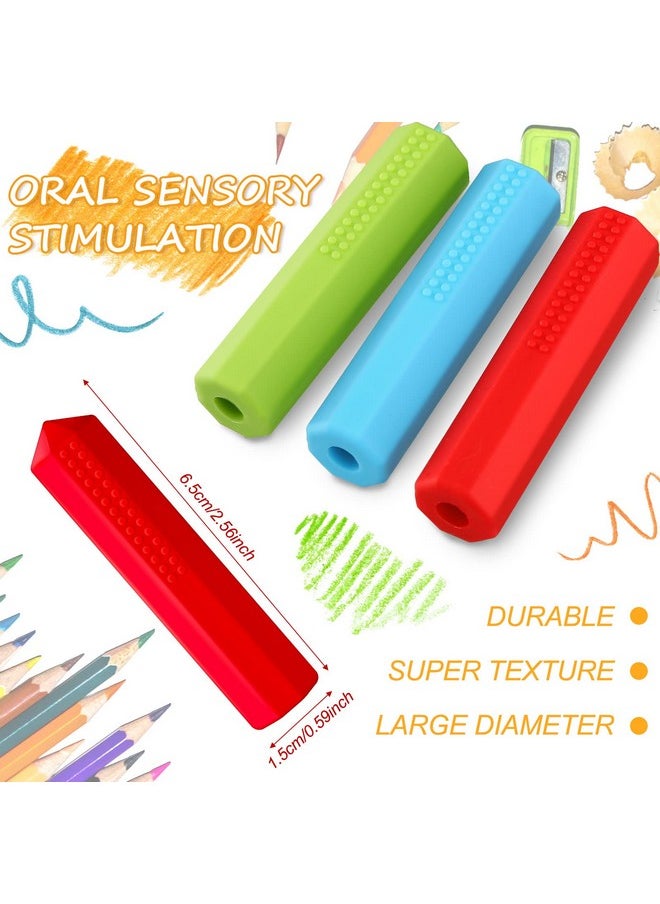 Eersida 6 Pieces Pencil Toppers Set Silicone Pencil Toppers(Red, Blue, Green)  - Image 2