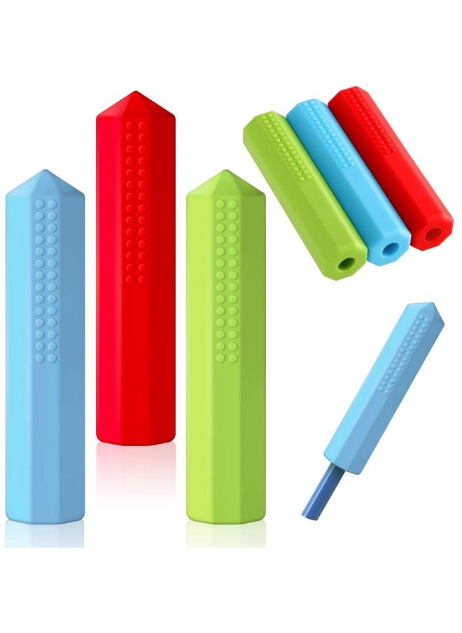 Eersida 6 Pieces Pencil Toppers Set Silicone Pencil Toppers(Red, Blue, Green)  - Image 1