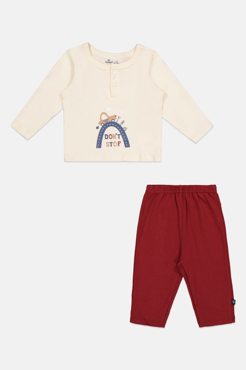 POPEES Toddlers Boy 2 Pcs Graphic Print T-Shirt And Pants Set, Multicolor - Image 2