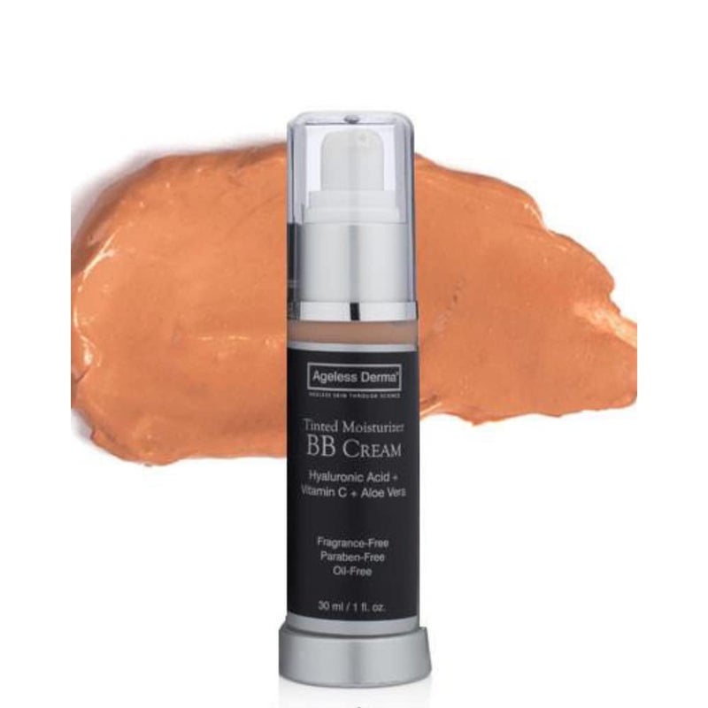 Ageless Derma BB Cream Tinted Moisturizer Foundation with Hyaluronic Acid and Vitamin C Made in USA