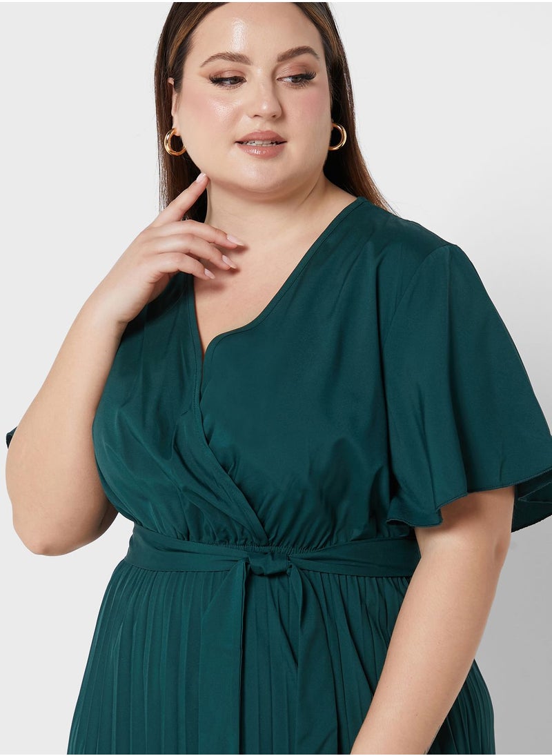 Ella Plus - Pleated Wrap Dress - Image 1