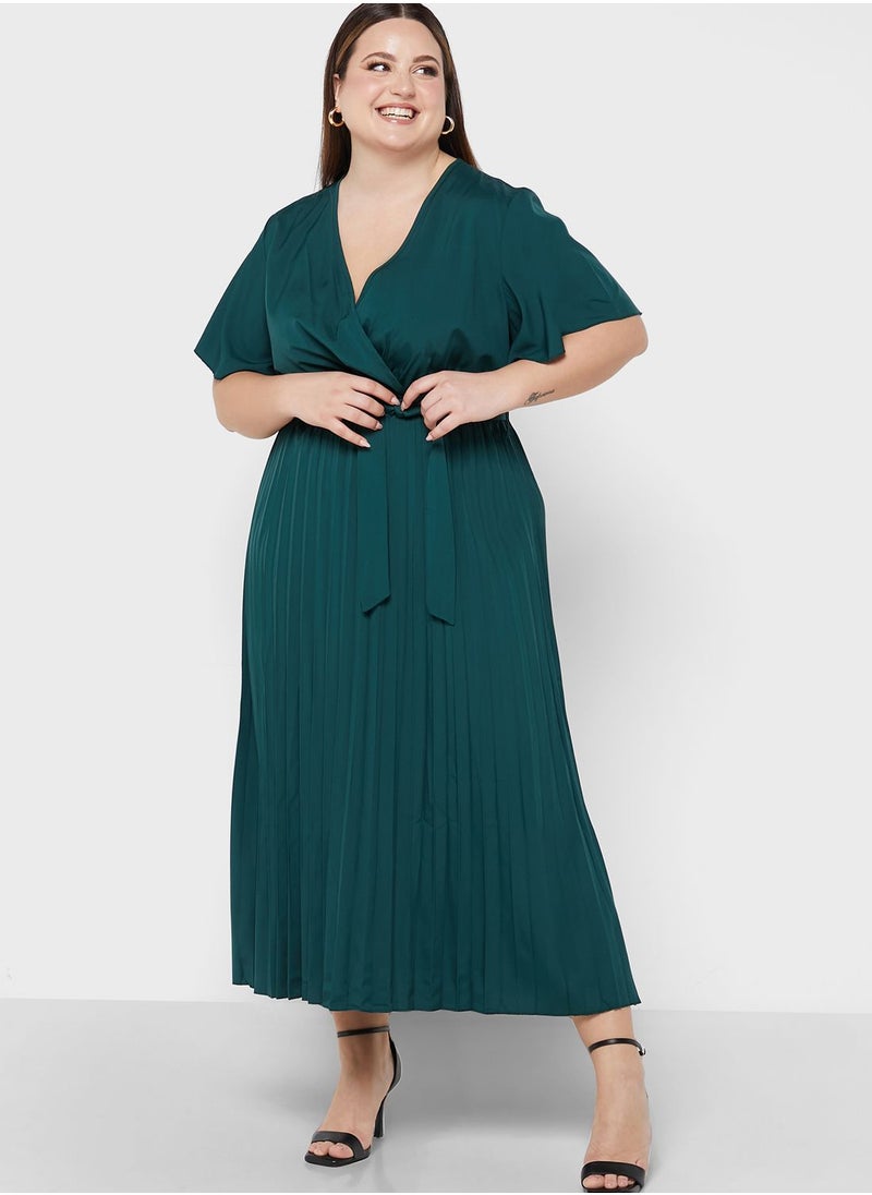 Ella Plus - Pleated Wrap Dress - Image 1