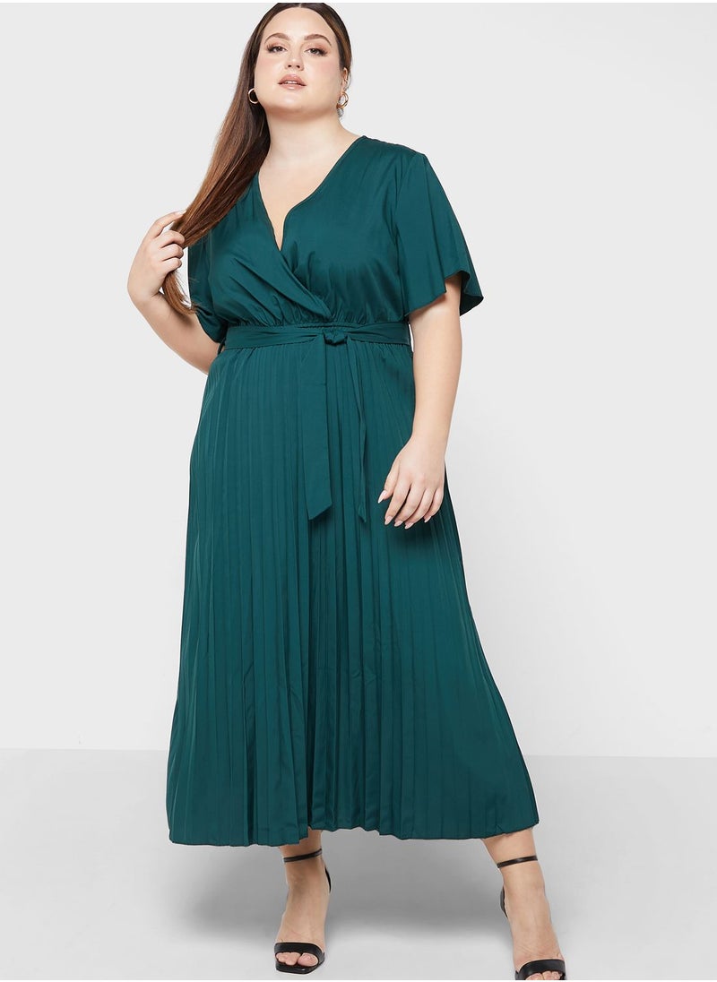 Ella Plus - Pleated Wrap Dress - Image 1