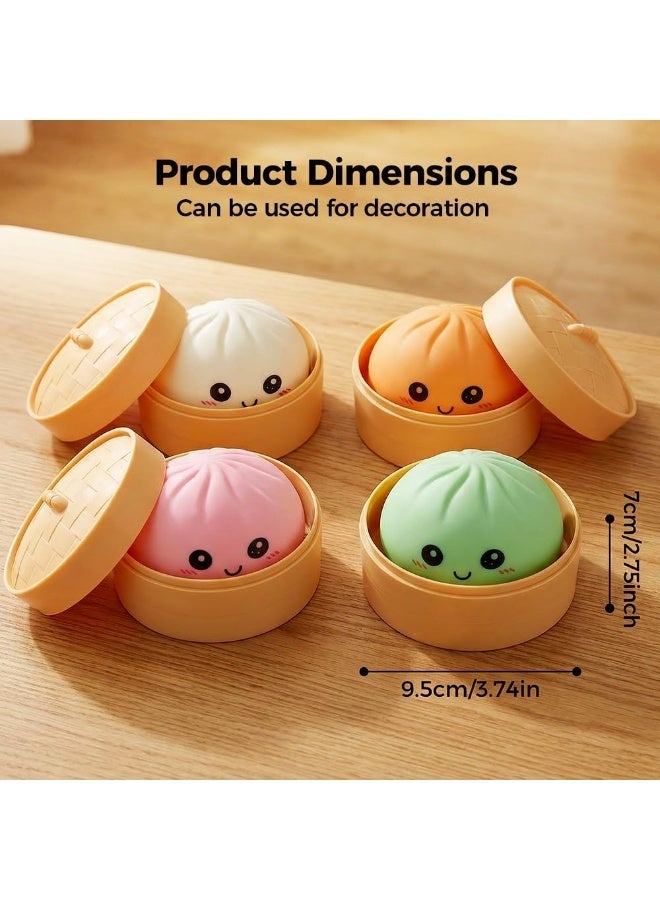 Dumpling Squishies Toy, Giant Glitter Dumpling, Colorful Dumplings Stress Balls Fidget Sensory Toy,Soft Squeeze Decompression Dough with Food Steamer, Kids Birthday Party Favor Gift For Boys Girls (pink) - Image 4
