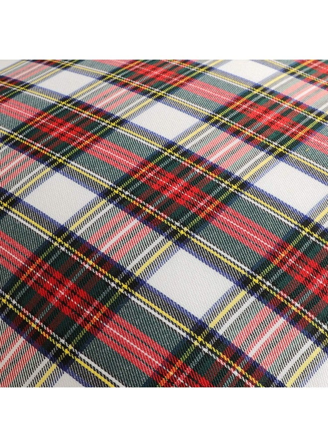 4TH Emotion Set of 2 Christmas Scottish Tartan Plaid Throw Pillow Covers Cushion Case Polyester for Farmhouse Home Decor Red and White, 18 x 18 Inches - Image 2