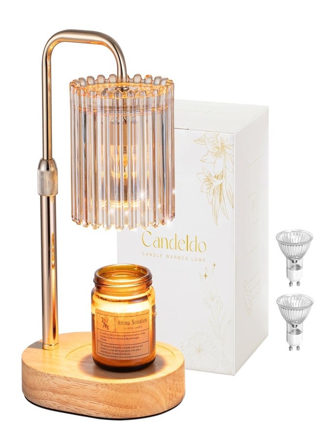 Candeldo Candle Warmer Lamp with Timer: Golden Candle Warmer Lamp with 2 Bulbs, Adjustable Height, Melted Wax, Dimmable, Modern Bedroom Decor for Women - Image 1
