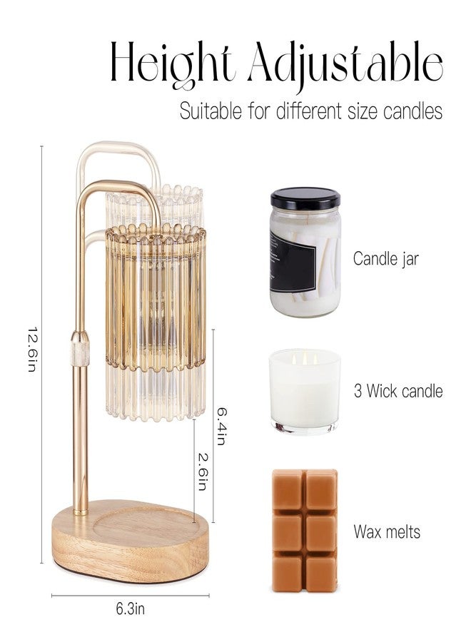 Candeldo Candle Warmer Lamp with Timer: Golden Candle Warmer Lamp with 2 Bulbs, Adjustable Height, Melted Wax, Dimmable, Modern Bedroom Decor for Women - Image 5