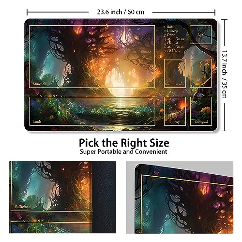 DAUXID Premium Stitched MTG Playmat with Zones and NonSlip Rubber Backing  TCG Play Mat for MTG and Other Card Games  Colorful Design with Vintage Look and Feel DKT 60Zones 1 - Image 5
