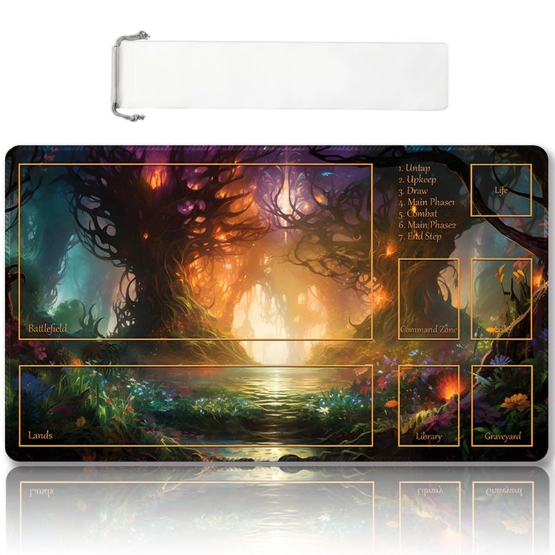 DAUXID Premium Stitched MTG Playmat with Zones and NonSlip Rubber Backing  TCG Play Mat for MTG and Other Card Games  Colorful Design with Vintage Look and Feel DKT 60Zones 1 - Image 3