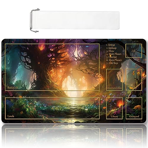 DAUXID Premium Stitched MTG Playmat with Zones and NonSlip Rubber Backing  TCG Play Mat for MTG and Other Card Games  Colorful Design with Vintage Look and Feel DKT 60Zones 1 - Image 1