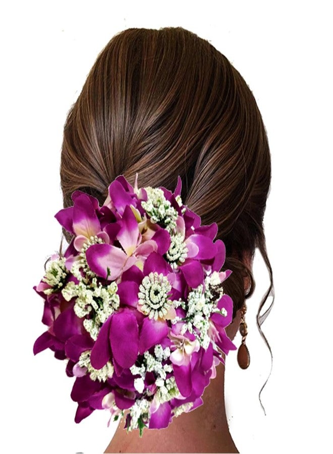 Ansh Artificial Glossy Lily Flower Design Rounded Hairpin/Judapin/Juda Bun | Bridal Hair Accessories for Women and Girls (Purple) - 2236, Pack of 1 - Image 1